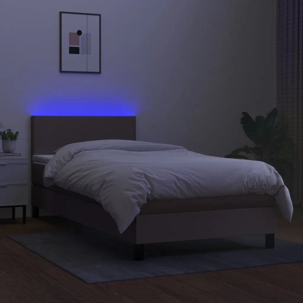 Letto a Molle con Materasso e LED Tortora 80x200 cm in Tessuto 3132953