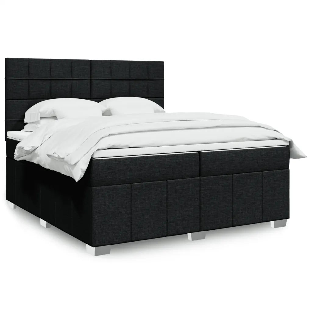 vidaXL Giroletto a Molle con Materasso Nero 200x200 cm in Tessuto