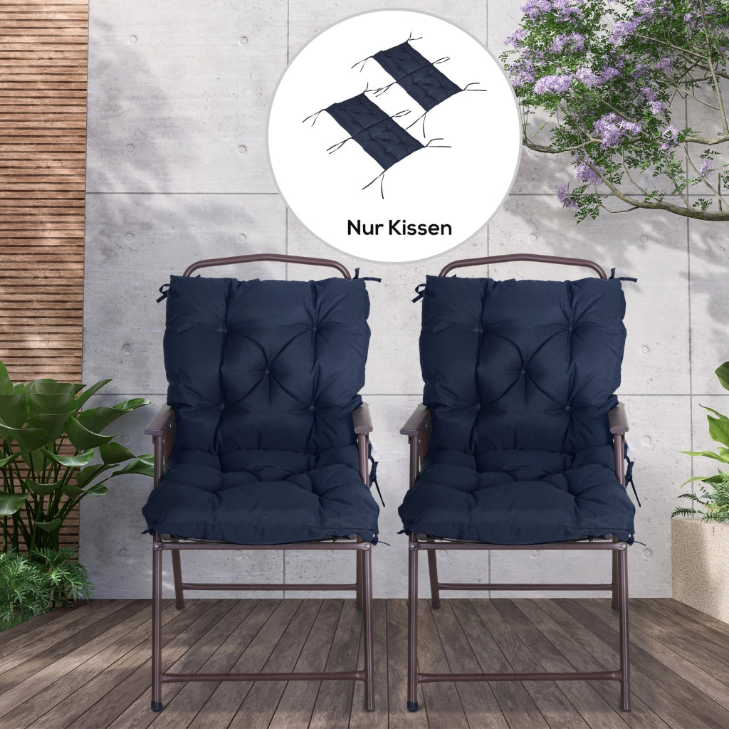 Set di 2 Cuscini per Sedie ¨C zephmum ¨C Tessuto Blu Scuro 98x50x8 cm