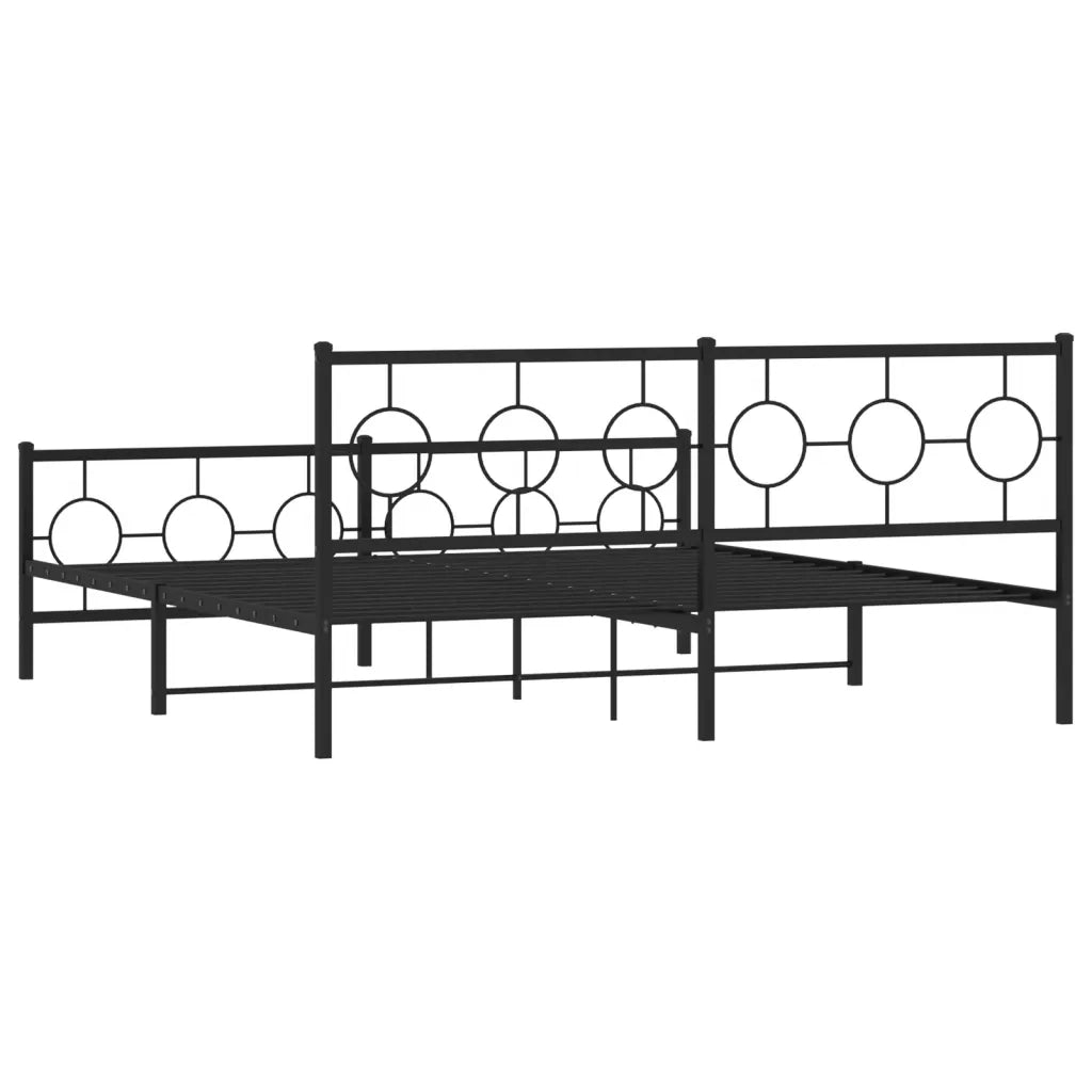 Giroletto con Testiera e Pediera-Struttura Letto Metallo Nero 183x213 cm 933398