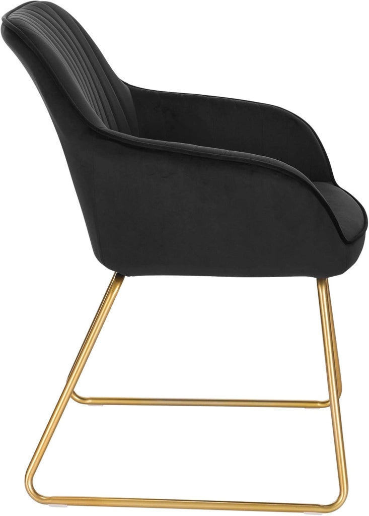 1x sedie sala da pranzo sedie cucina moderne poltroncina salotto Adatte per Sala da Pranzo, Soggiorno, Camera da Letto Estetica in Tessuto di velluto Metallo dorato Blu BH246bl-1