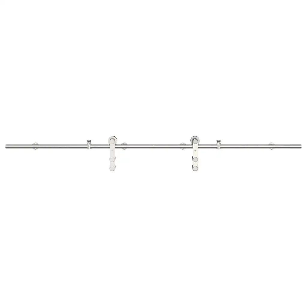 Kit Binari Porta Scorrevole 200 cm Acciaio Inossidabile Argento