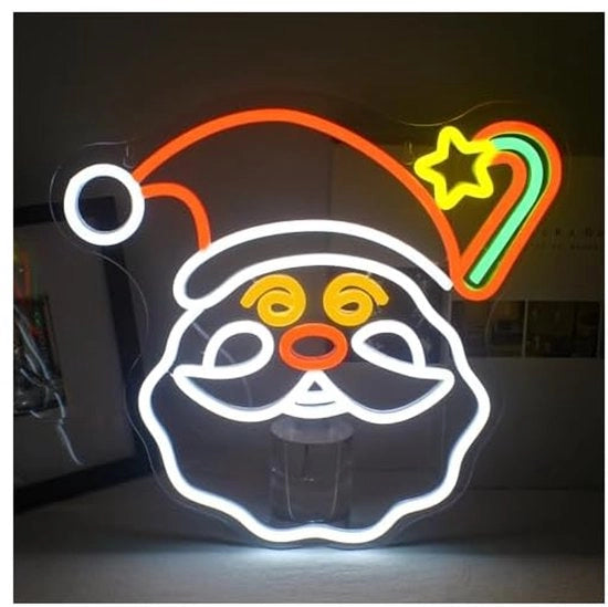 Bordo di Natale neon, decorazione di Natale LED, lampada di Natale del Babbo Natale adatta per negozio di club di Natale, decorazione di Natale a LED