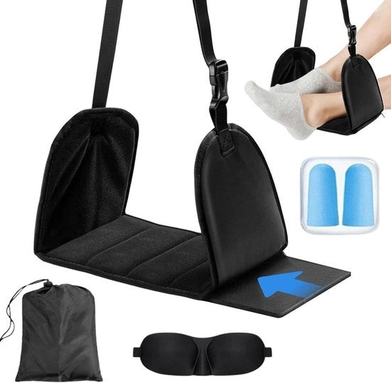 Sostegno per piedi con tappetino di appoggio con piatto di sostegno rimovibile e accessori - nero