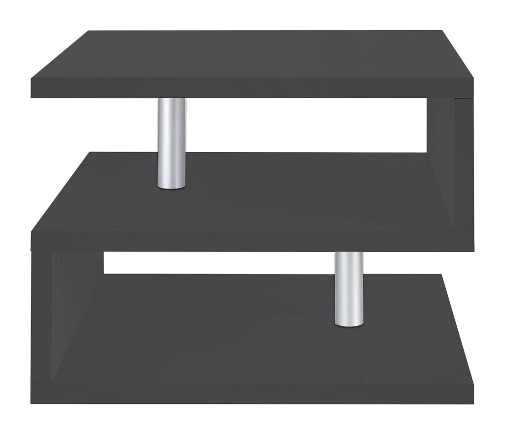 Tavolino a S con Ripiani a Giorno 55x41,5x55 cm Zeta Grigio Antracite