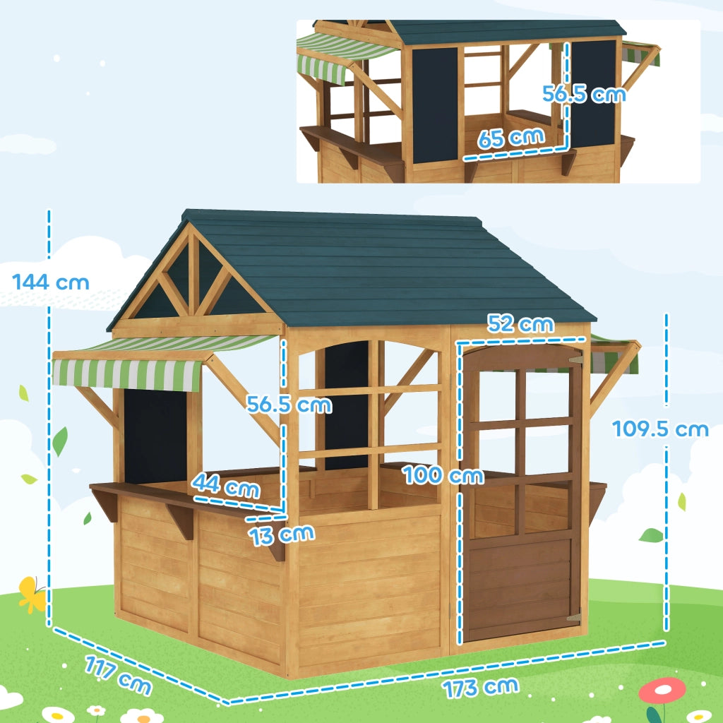 Casetta per Bambini in Legno di Abete ¨C zephmum ¨C Marrone e Blu 173x117x144