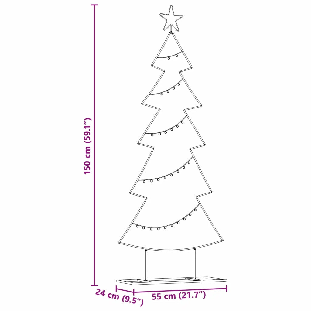 Albero di Natale in metallo con supporto Nero 150 cm Acciaio