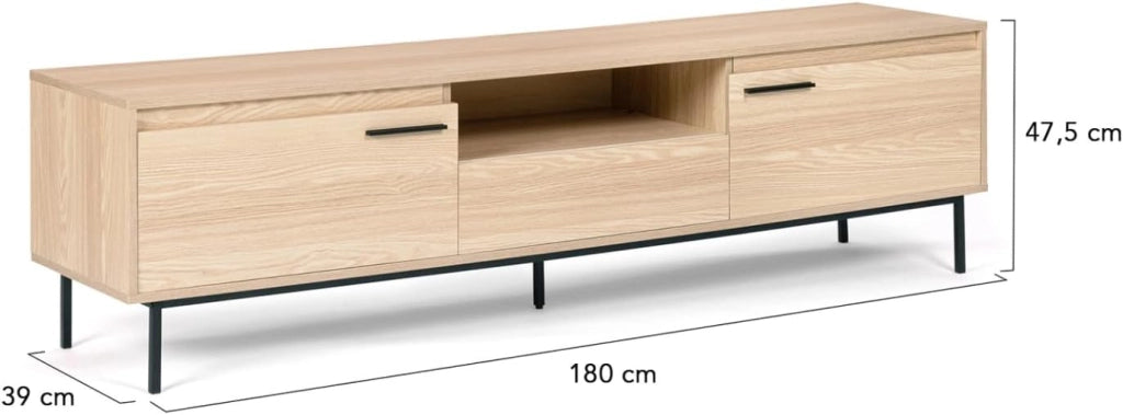 Porta TV SEATTLE da 180 cm con contenitori dal design industriale
