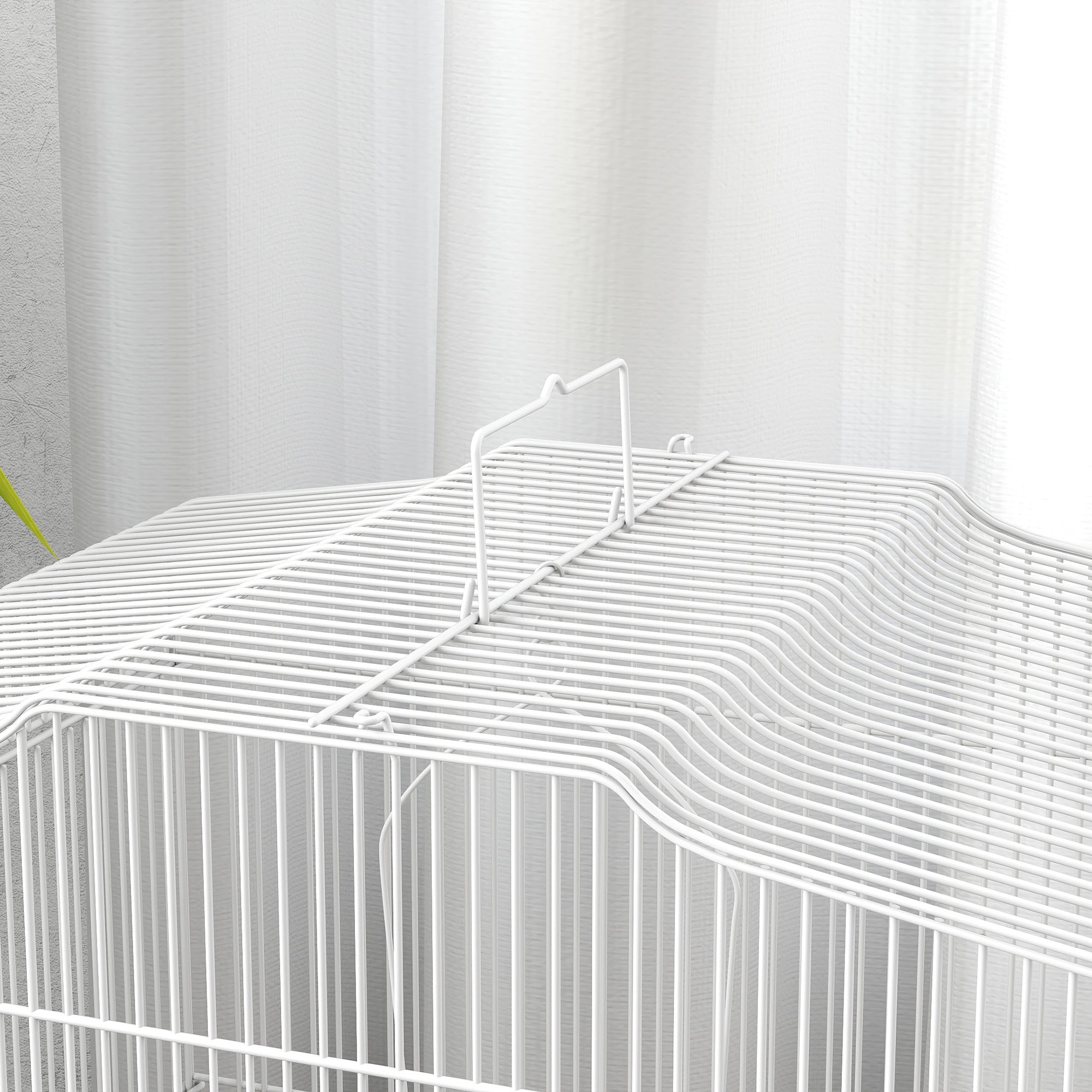 Gabbia per Uccelli Portatile con Maniglia Vassoio Estraibile 5 Porte Posatoi e Altalena Bianco