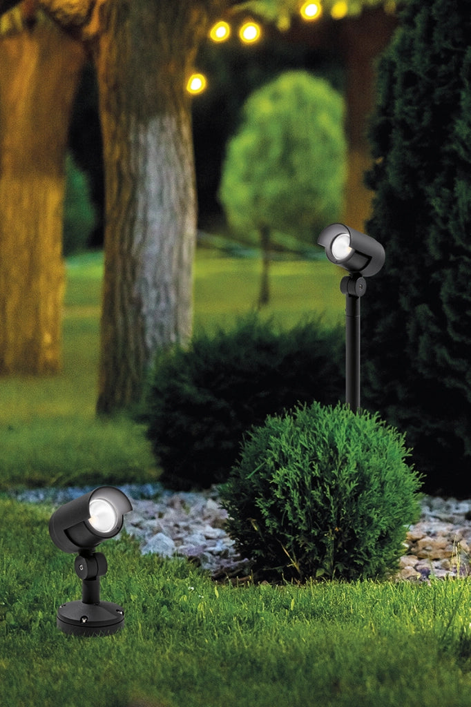 KANA Proiettore LED Orientabile 20W 3000K IP65 Antracite 44° - Illuminazione per Esterni, Parete e Terra, Altezza 58cm - Rossini Group