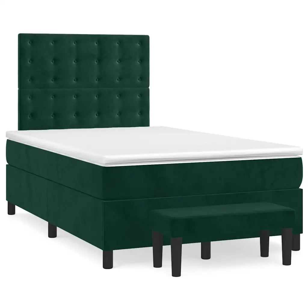 Giroletto a Molle con Materasso Verde Scuro 120x200 cm Velluto