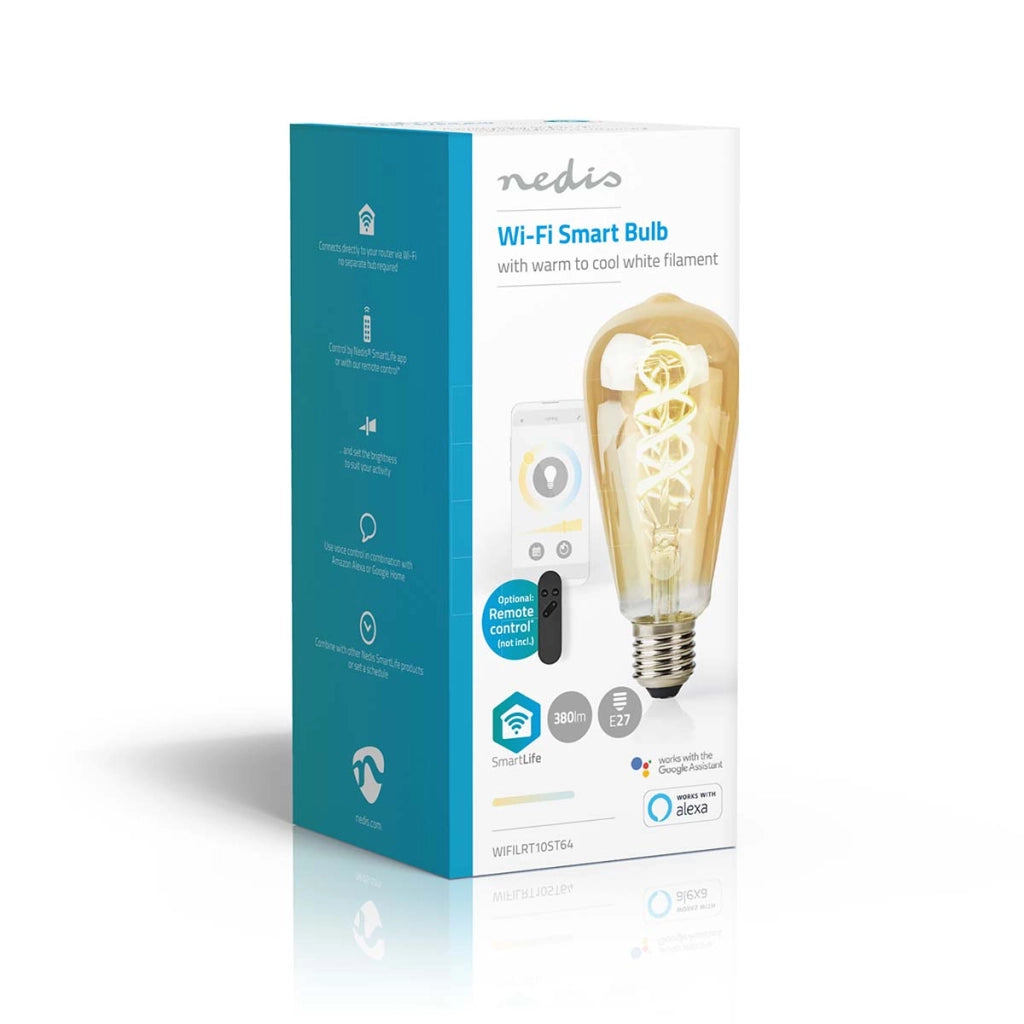 Lampadina connessa Wi-Fi LED 4,9W 360lm E27 SmartLife Formato ST64 Bianco Nedis