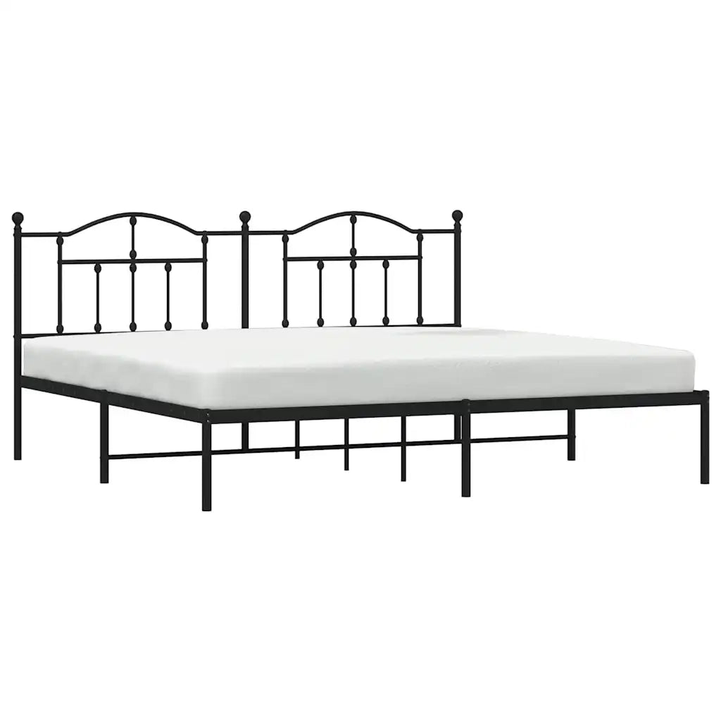 Letto matrimoniale | Letto per adulti | Giroletto con Testiera in Metallo Nero 193x203 cm