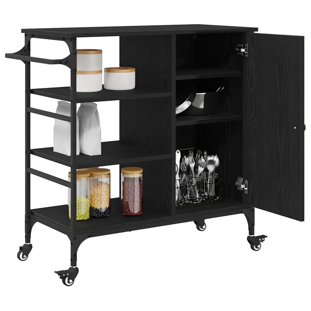 Carrello da Cucina Rovere Nero 87,5 x 39 x 84,5 cm 871665