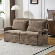 Divano letto 3 in 1 pieghevole con schienale regolabile a 5 livelli porta USB e tasche laterali in chenille marrone