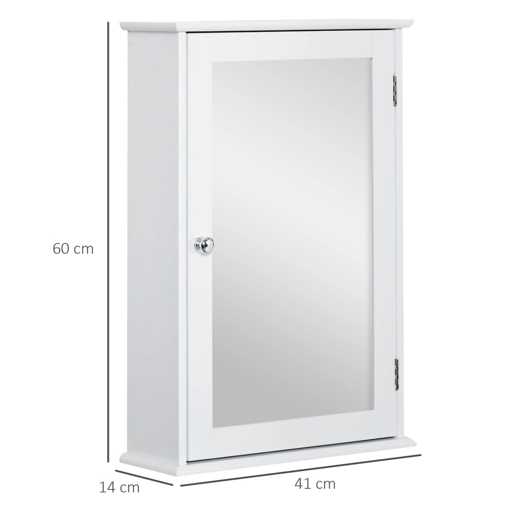 Specchio Bagno Contenitore con Anta Magnetica, Mobile Bagno con Specchio, Ripiano Regolabile, Bianco