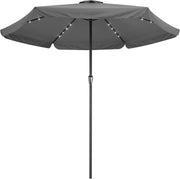 Ombrellone da Giardino 24 luci LED Ø330cm Manovella Ombrelloni Terrazza Parasole Protezione UV 80+ Antracite