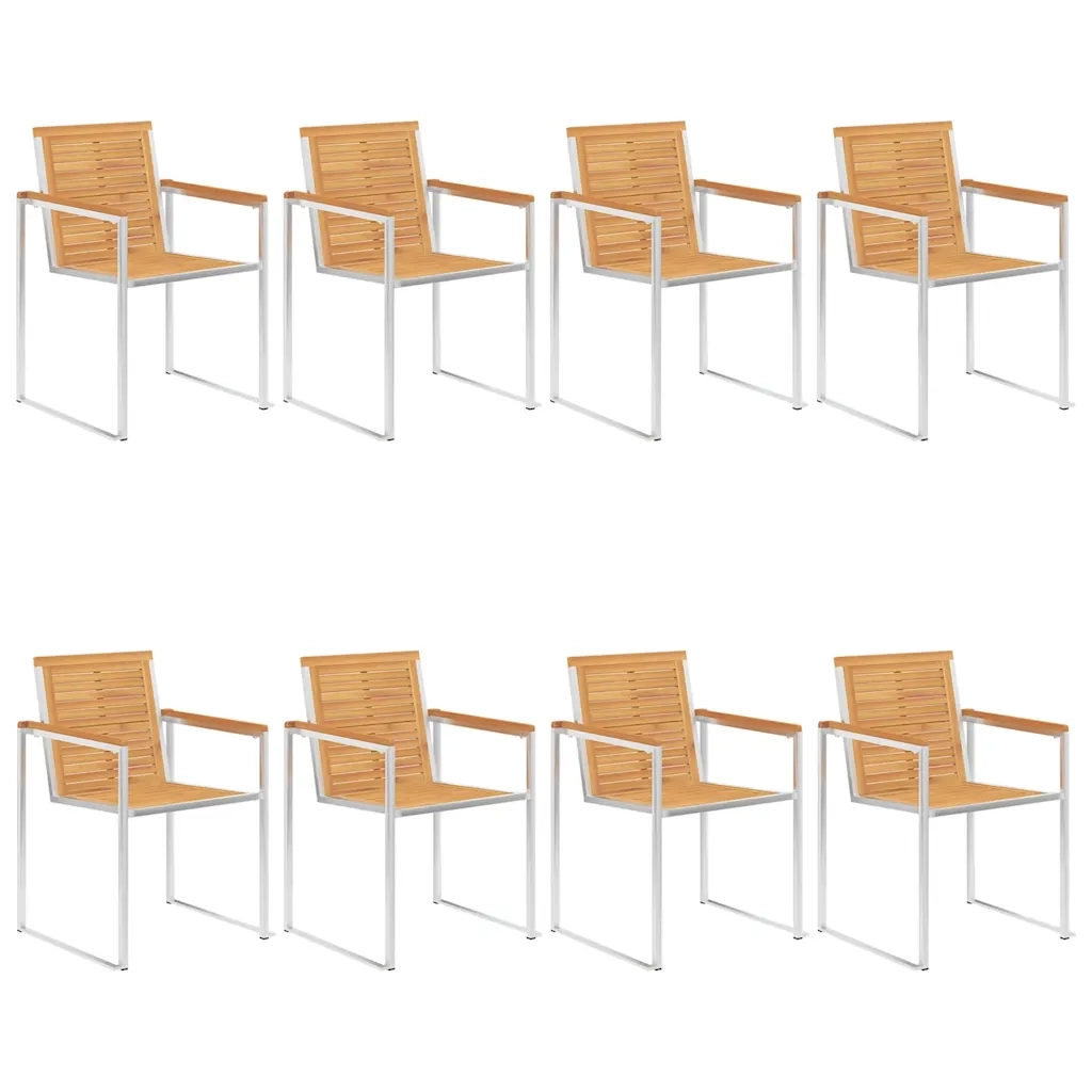 Sedie da Giardino con Cuscini 8 pz in Legno Massello di Teak cod mxl 24248