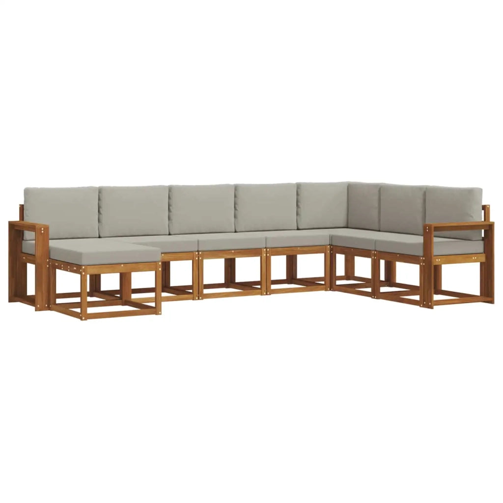 Set di divani da esterno 8 pz Grigio Naturale e Chiaro 3366819