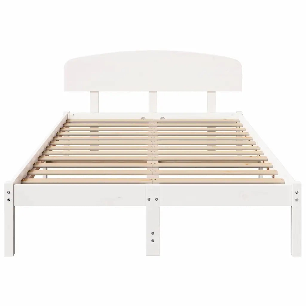 Struttura del letto Bianco 140 x 190 cm Pino massello 872069