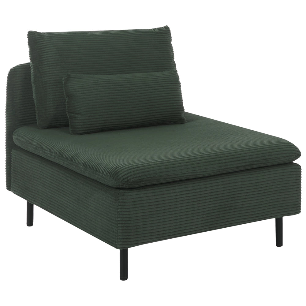 Divano componibile a 3 posti ad angolo destro in velluto a coste verde design moderno