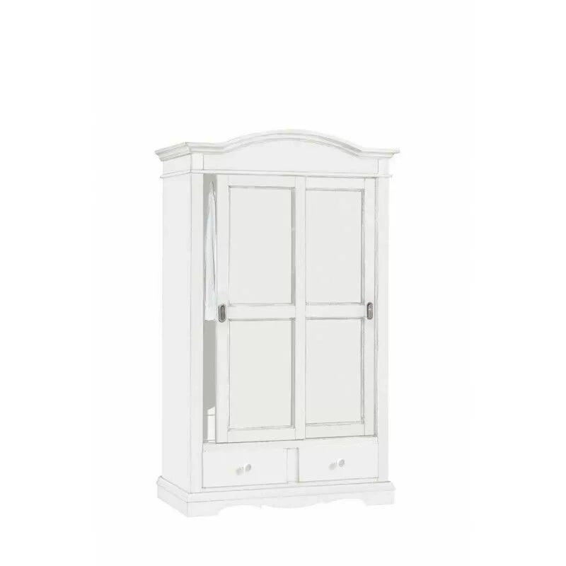 Armadio arte povera 2 ante scorrevoli shabby legno bianco 122x60x200 (1296) - Mobili 2G