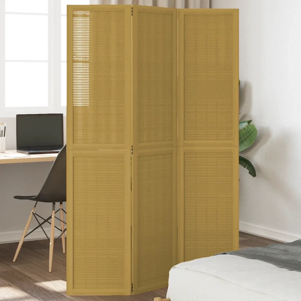 Divisorio Ambienti | Divider per stanze | Paravento 3 Pannelli Marrone Scuro Massello Paulownia