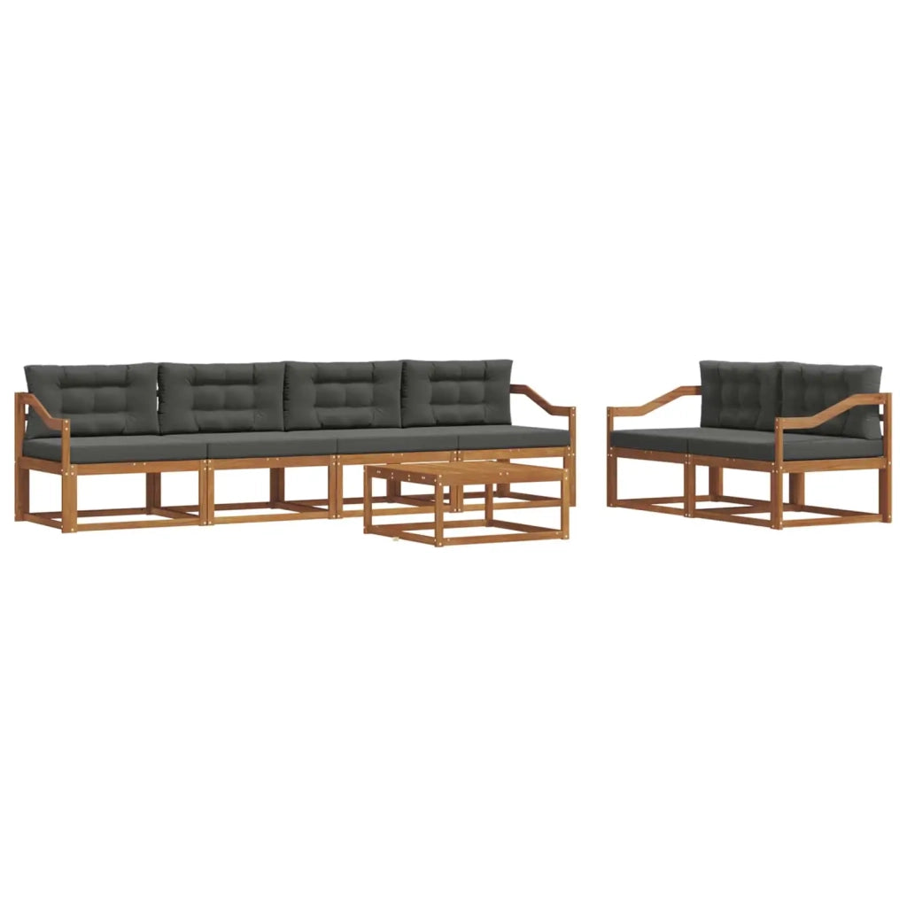 Set di divani da esterno con cuscino 7 pcs Naturale e Antracite