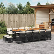 Set da Pranzo da Giardino 15 pz con Cuscini Nero in Polyrattan 3210819