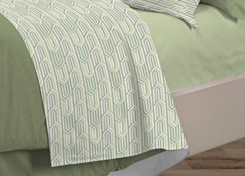 Completo Lenzuola Letto 100% Cotone Italy 3027 Disegno Henry - Singolo - Verde
