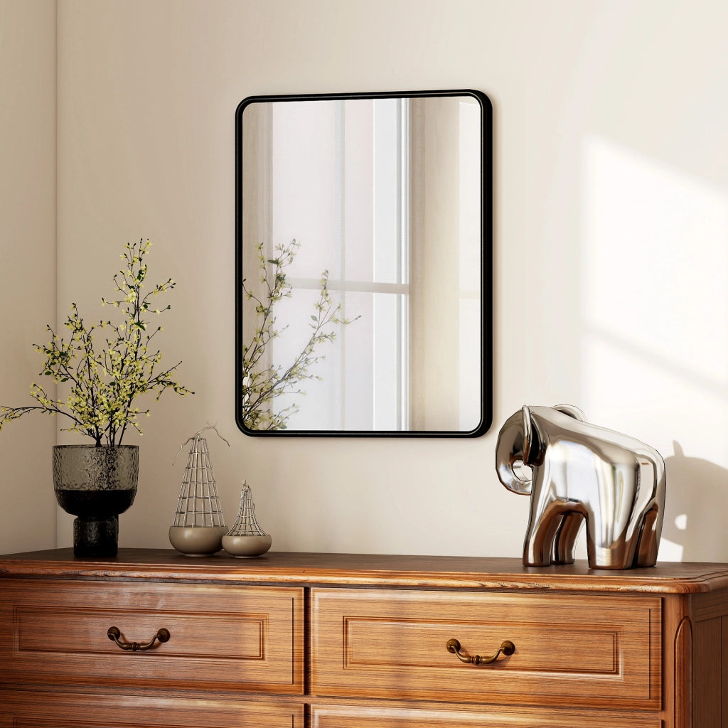 Specchio da parete rettangolare con cornice in metallo ¨C zephmum ¨C nero 50x40 cm