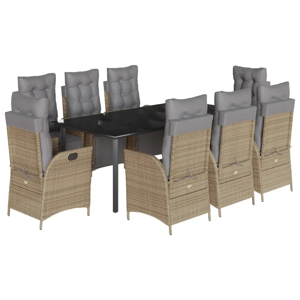 Set Pranzo da Giardino 9 pz con Cuscini Beige Misto Polyrattan 3213461