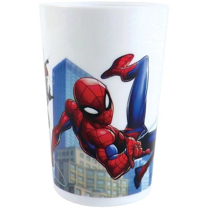 Set di stoviglie - FUN HOUSE - SPIDERMAN - Bicchiere, piatto 22 cm e 16 cm, posate, borraccia e snack box