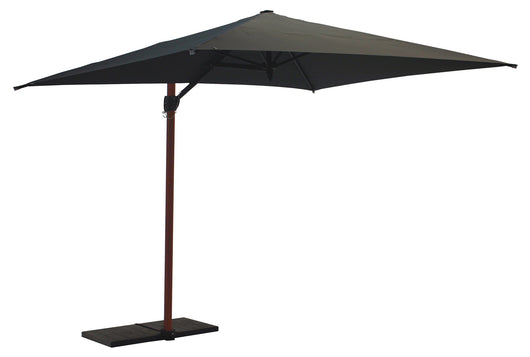 Ombrellone da Giardino Decentrato 3x2m Palo in Alluminio Effetto Legno Tessuto Poliestere Trend Wood Antracite