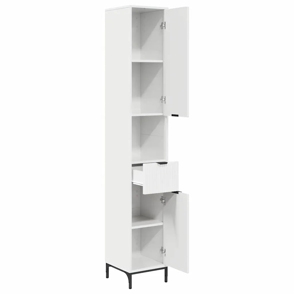 Mobile da Bagno con cassetto Bianco Lucido 31,5 x 33 x 190 cm