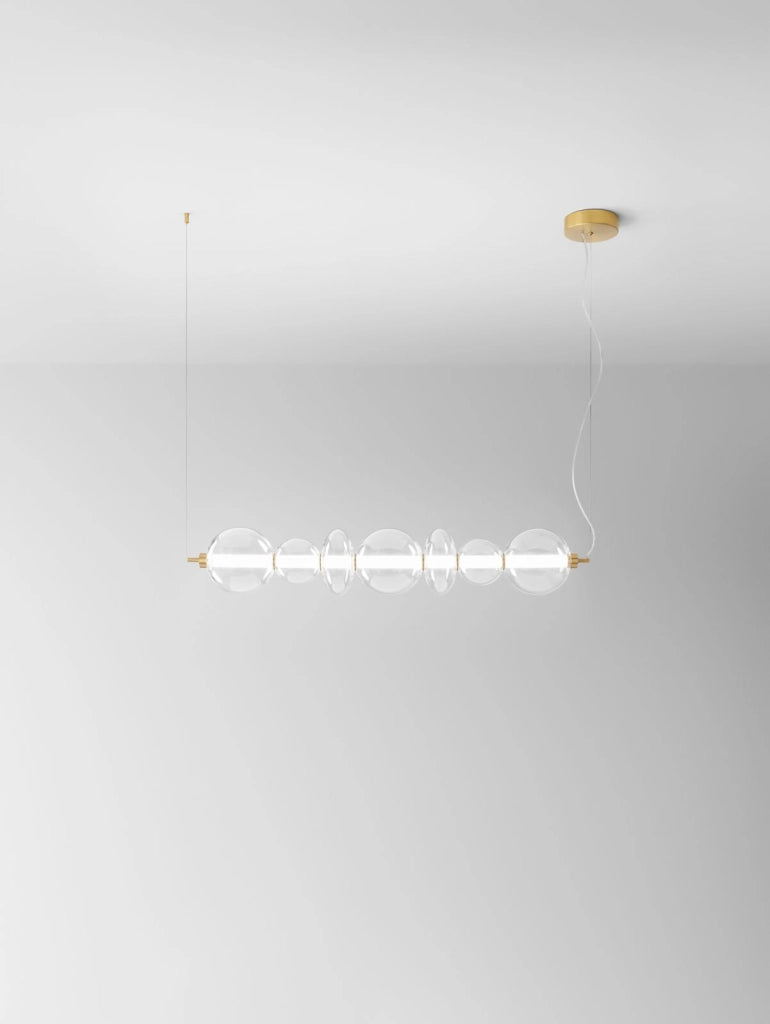 Sospensione in metallo e vetro trasparente  e oro spazzolato Bubbles LED 50W 3000K CRI?80 220-240V 50/60Hz 4250Lm