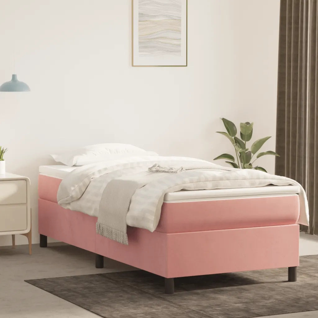 Giroletto a Molle con Materasso-Struttura Letto Rosa 80x200 cm in Velluto 176025