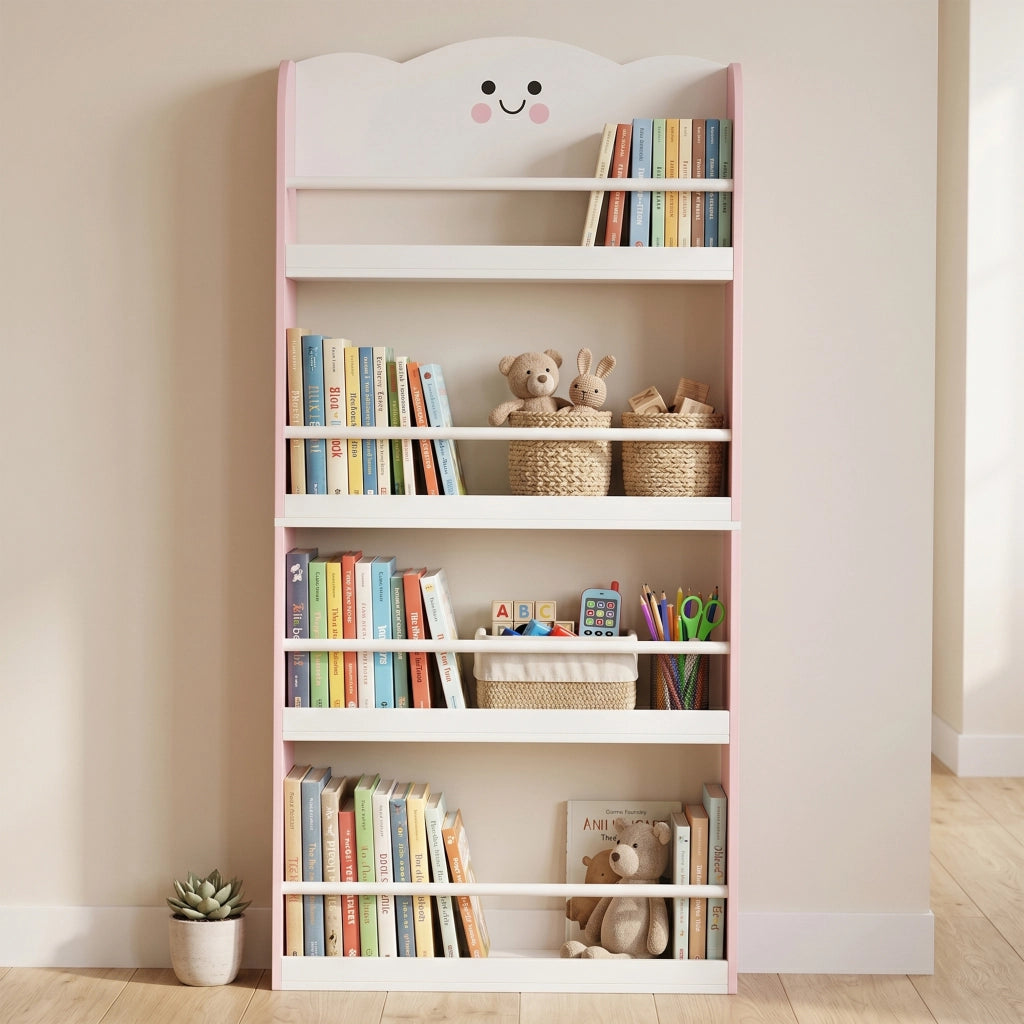 Libreria per bambini 4 livelli ¨C zephmum ¨C rosa 80x24x