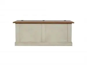 Cassapanca baule in legno Shabby chic ap bianca anticata e miele