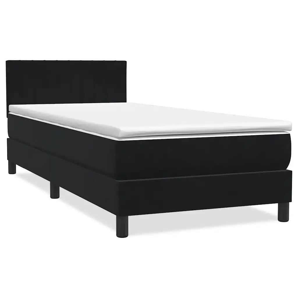 vidaXL Giroletto a Molle con Materasso Nero 90x210 cm in Velluto