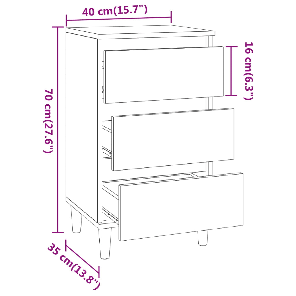 Comodino | Armadio da Notte | Mobiletto da notte Rovere Fumo 40x35x70 cm Legno Multistrato