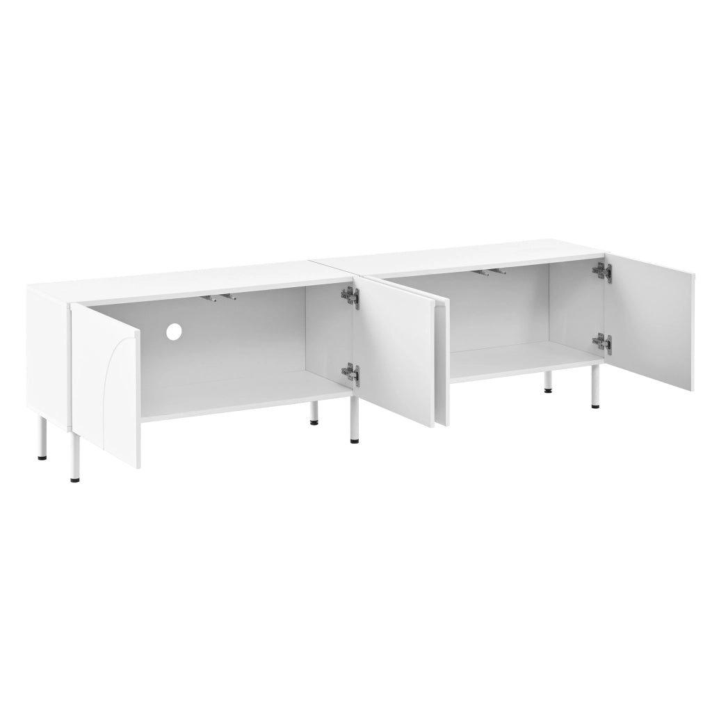 Mobile TV con 4 ante e 2 vani; per soggiorno; in MDF e PB; 180×35×49 cm; bianco