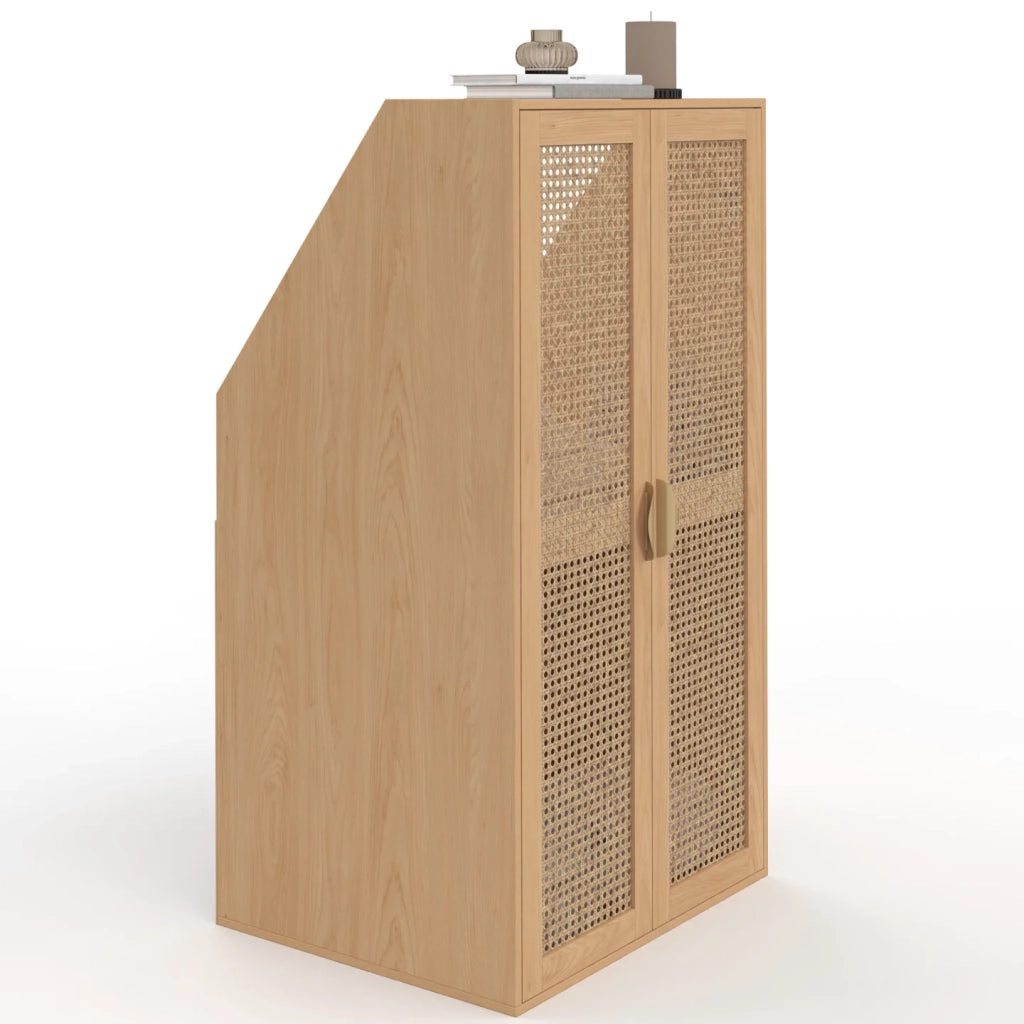 IDMarket - Armadio a 2 ante inclinate EDHEN 60 x 50 x 70/110 cm legno e canna