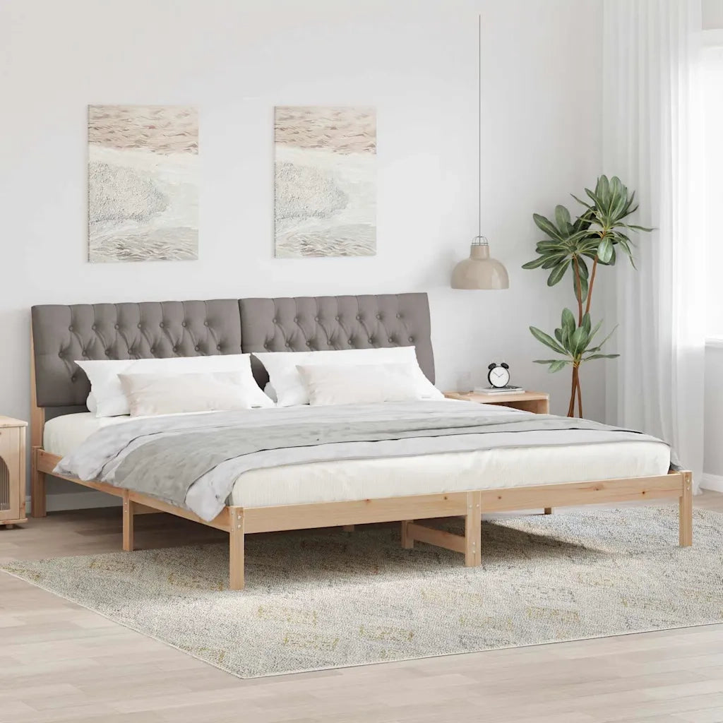 Letto con Testiera Rivestita con testiera Marrone 200 x 200 cm 3394381