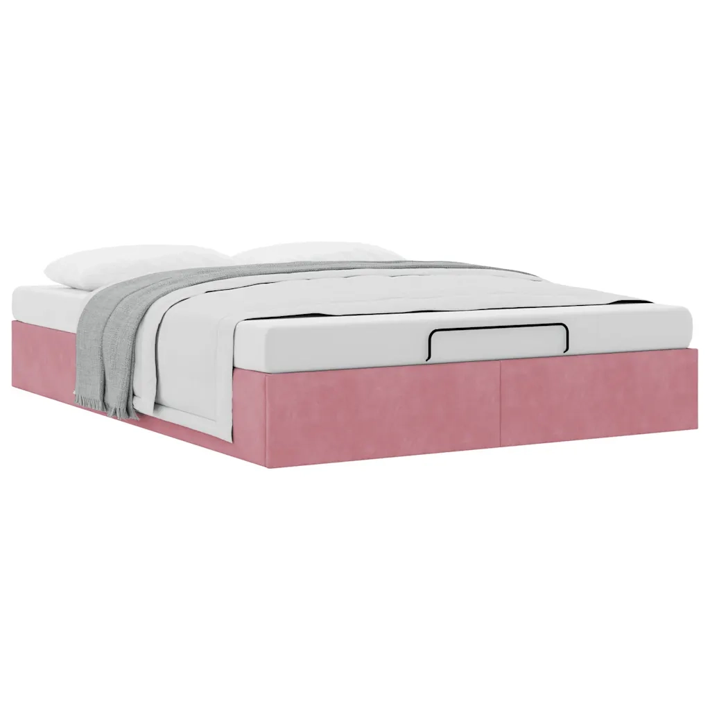 Struttura Letto Pouf senza Materasso Rosa 140x200 cm in Velluto 3310972