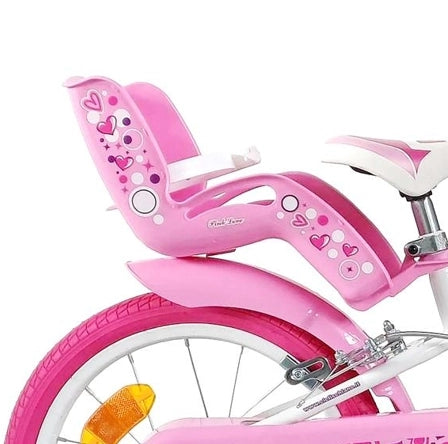 SCH PINK LOVE 16", bicicletta per bambini, adatta tra i 5 e i 7 anni, per altezza tra 105 e 135 cm, con cestino, campane
