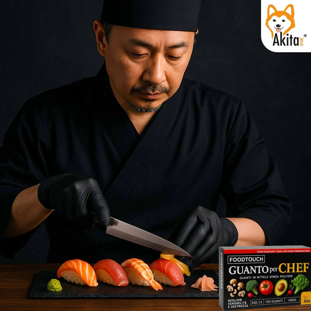 Akitaink Guanti Nitrile Neri Chef Food Touch S 100pz