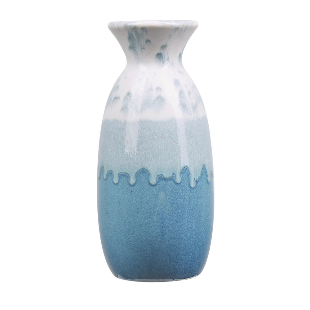 Vaso per Fiori Decorativo in gres porcellanato Impermeabile Blu e Bianco