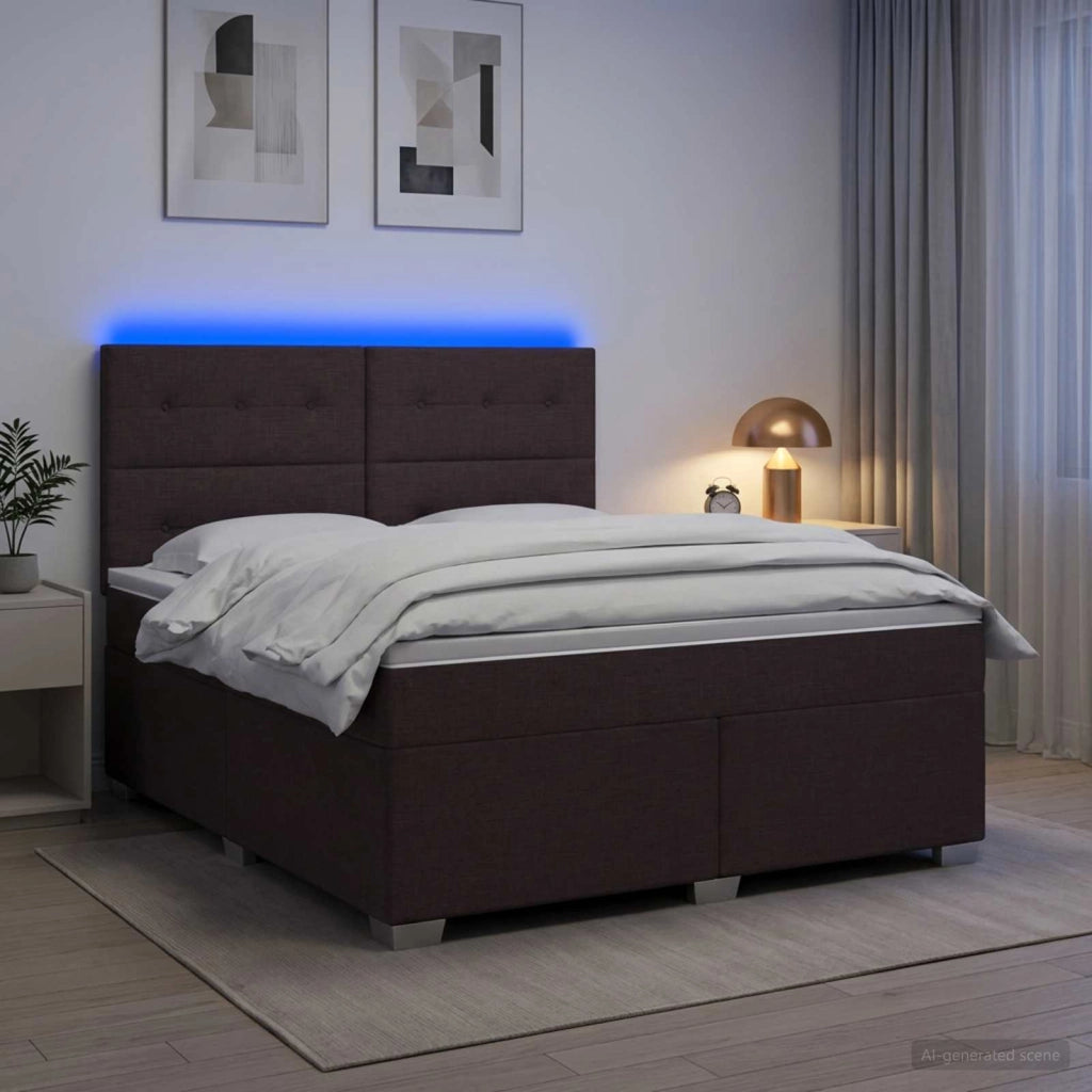 Letto box spring con materasso Marrone Scuro 140 x 200 cm 3454890