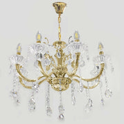 Trade Shop - Lampadario Soffitto 6 Bracci Sospensione Plafoniera Sfere Cristalli Pendenti A18 - Oro
